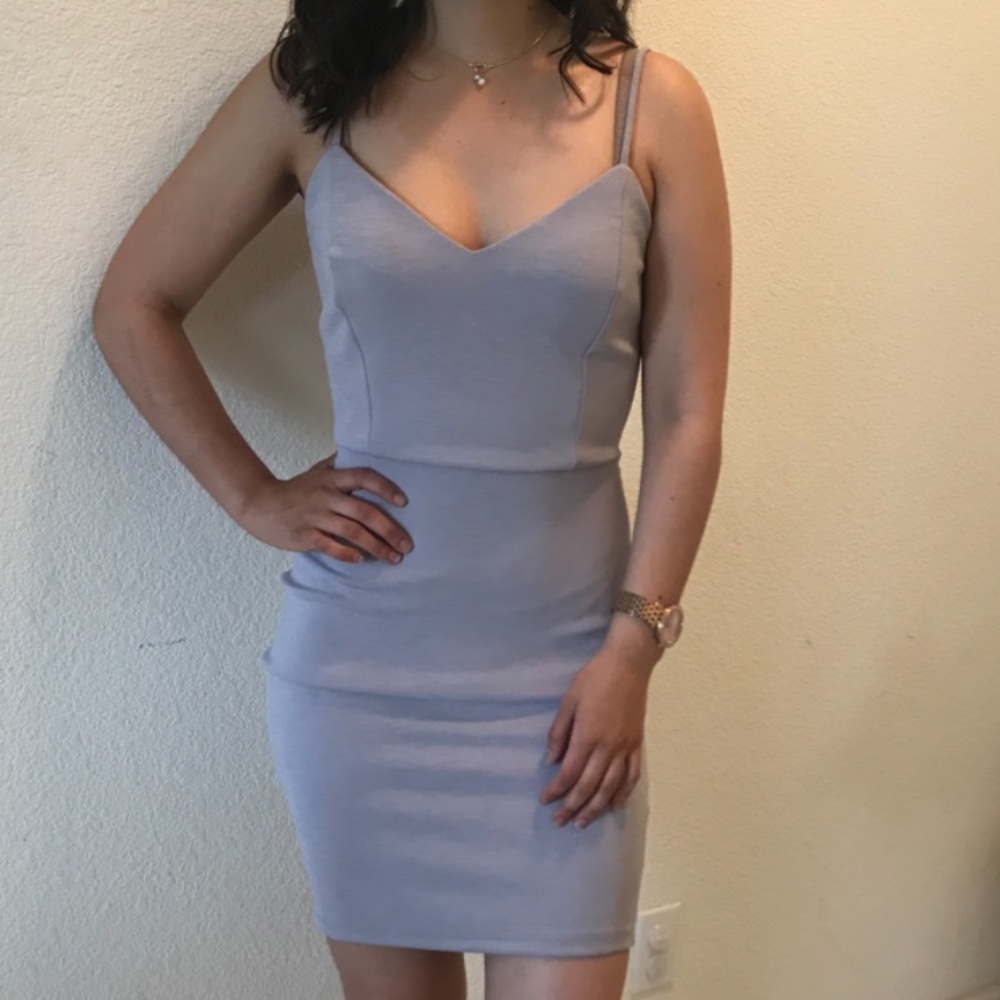 Lilac cage back bodycon dress